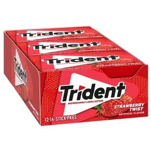 Trident çilek büküm şekersiz sakız (12 paket) amerikan şeker sakız tedarikçisi