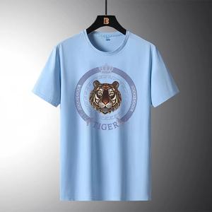 2023 di lusso Bling Tiger stampa manica corta T-Shirt da uomo Outdoor da uomo da ginnastica sport Fitness aderente muscolatura camicie oversize - Product Image 6