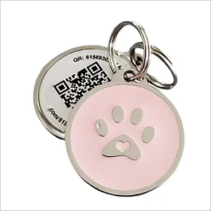 Etiqueta de identificación plateada chapada en metal en blanco personalizada, stock directo de fábrica, logotipo impreso sublimado, código QR, etiqueta de perro de servicio de llamada