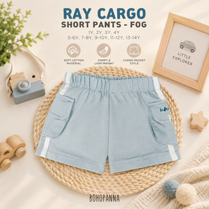 Shorts Bermuda bleu clair pour garçons avec taille élastique et poches latérales, vêtements d'été décontractés en tissu de coton respirant - Product Image 4