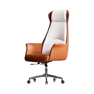 Silla de jefe ejecutiva con respaldo alto de cuero giratorio ergonómico de lujo, reposacabezas ajustable moderno personalizable de aluminio - Product Image 2