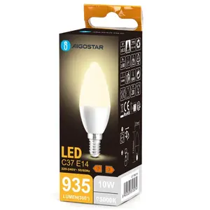 Lampadina LED C37 E14 10W 3000K, luce calda ed efficiente, ideale per l'illuminazione ambientale in case e negozi. - Product Image 1