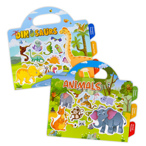 Libro de Pegatinas Portátil para Niños, Educación Temprana, Manualidades, Dibujos Animados, Animales, Dinosaurios, Escenas, Libro de Pegatinas Reutilizables para Niños - Product Image 1