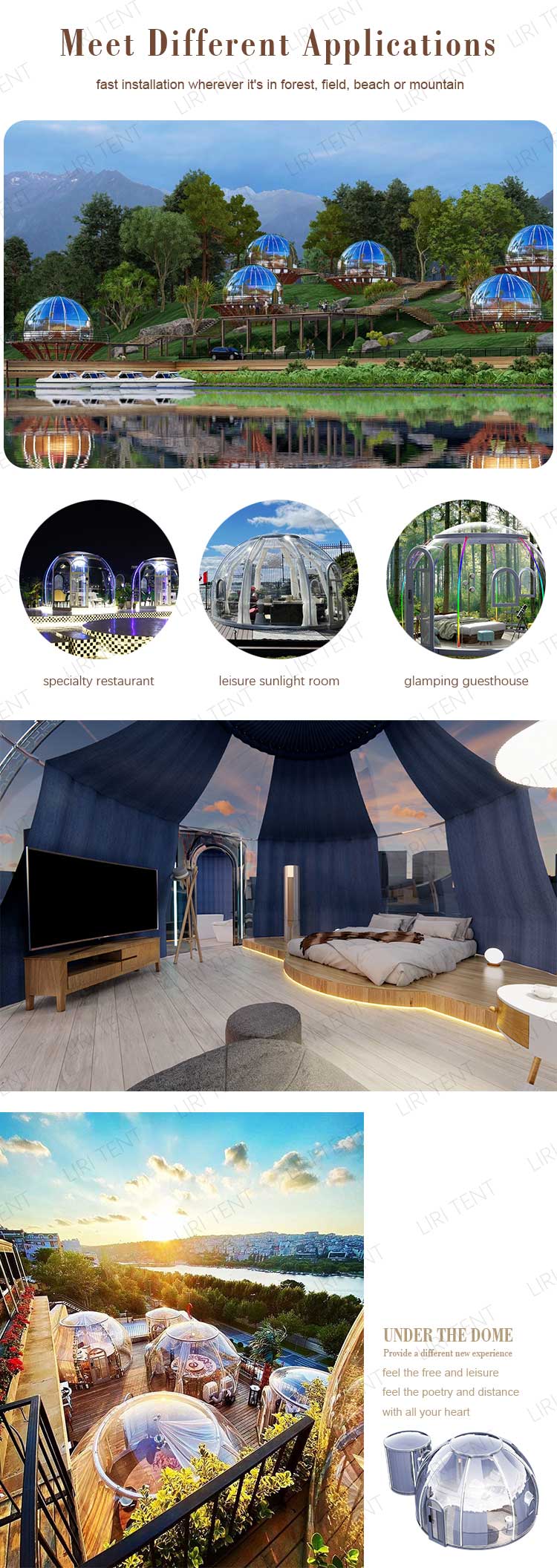 Transparent Glamping Geodesic Dome House Waterproof PC PVC Domes