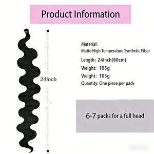 WholesaleAnna Ocean Body Wave Bulk Hair Silky Bounce Extensioni per <span class=keywords><strong>capelli</strong></span> sintetici ondulati resistenti alle alte temperature per trecce all'uncinetto - Product Image 6