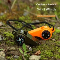 Kit de préparation aux situations d'urgence universel Qori, sifflet de survie essentiel 3-en-1, boussole, thermomètre, orange, équipement portable étanche