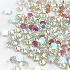 SS6-SS20 batu kristal Aurora warna tidak Hotfix kaca belakang datar grosir Rhinestones bedzzled dalam jumlah besar