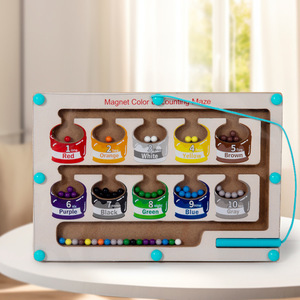 Tavola labirinto in legno per il conteggio dei colori, gioco educativo Montessori per l'ordinamento dei colori e l'allenamento della coordinazione occhio-mano per bambini piccoli - Product Image 1