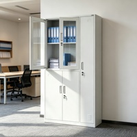Archivador Metálico Desmontable al por Mayor para Fabricantes, Gabinete de Almacenamiento de Oficina con Puerta de Vidrio y Cerradura para Escuelas y Empresas