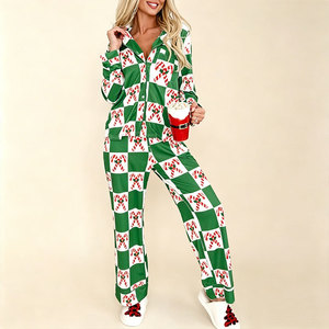 Conjunto de Pijama Navideño para Mujer, Algodón, Manga Larga, Ropa de Dormir para las Fiestas, Suave y Transpirable, Ropa de Casa - Product Image 1