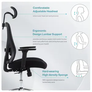 便宜的人体工程学网状背椅高背人体工程学课桌椅，带腰部支撑舒适的人体工程学办公椅