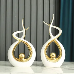 New Design Luxury Northern Europe Style Abstract Home Decoration Plating Gold Ceramic Accessories Art Other Home Decor Ornaments