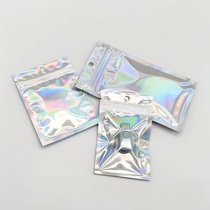 <span class=keywords><strong>Sac</strong></span> en <span class=keywords><strong>plastique</strong></span> <span class=keywords><strong>transparent</strong></span> holographique réutilisable à fermeture éclair plate, scellé sur 3 côtés, personnalisé, pour emballage de mini-sacs cosmétiques laser – Vente chaude - Product Image 5