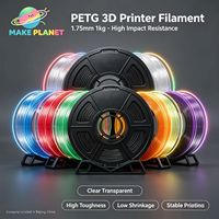 Filament d'imprimante 3D MakePlanet PETG 1,75 mm 1 kg/2,2 lb Matériau 100 % vierge Certifié ROHS FDM 220°C Fabriqué en Chine Divers coloris