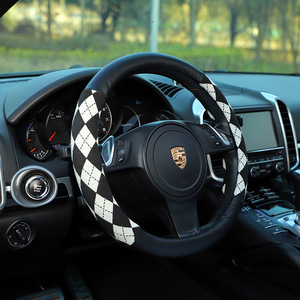 Funda para Volante de Coche, Diseño Jacquard con Patrón de Diamantes, Material PU, 38 cm, Antideslizante, Absorbente de Sudor, Ajuste Universal - Product Image 2