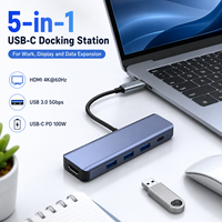 Hub USB C 5 en 1, HDMI 4K 60Hz, 100W PD, Estación de Acoplamiento Tipo C, Adaptador Multipuerto de Aluminio, Divisor para Laptop MacBook