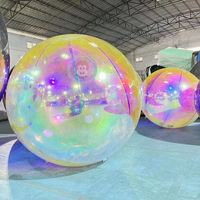 Grande boule disco gonflable miroir, boule disco arc-en-ciel, ensemble de boules miroir pour fête, boîte de nuit, événement de danse, décoration de scène, éclairage