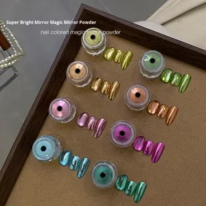 Espejo mágico de colores, polvo cromado para <span class=keywords><strong>uñas</strong></span>, efecto de espejo 3D ultrabrillante, patrón de cielo estrellado, decoraciones para <span class=keywords><strong>uñas</strong></span>, arte de <span class=keywords><strong>uñas</strong></span> - Product Image 2
