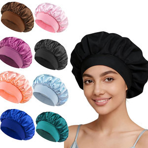 Bonnet <span class=keywords><strong>de</strong></span> nuit élastique rayé en satin imitation soie pour femme, à large bord, pour soins capillaires et beauté, toutes saisons, pour le marché international - Product Image 2