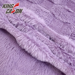 KINGCASON Fabrication directe 100% polyester 235cm 320gsm Couleur unie violette Nouveau motif carré 3D Fourrure de <span class=keywords><strong>lapin</strong></span> pour literie égyptienne - Product Image 2
