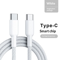 Kabel Pengisian Daya Ponsel Kepang Dual-Type-C 60W Daya Tinggi Transfer Data Cepat Logo Kustom Grosir
