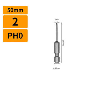 No. 72050 S2 Acero 50mm Magnético Phillips Destornillador Bit PH00-PH2 >6kgs Torque 60HRC Tratamiento térmico DIY Grado industrial OEM - Product Image 3
