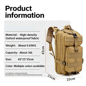 Sac à dos tactique camouflage imperméable, capacité 30L, antichoc, pour trekking et cyclisme - Product Image 3