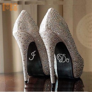 Autocollants pour chaussures en strass transparents pour mariage, lettres « I Do », « Me TOO », pour décoration <span class=keywords><strong>de</strong></span> mariage, vente en gros - Product Image 4