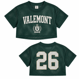 Conjunto de Shorts de Malla Estilo Universitario para Mujer con Estampado de Números Personalizados, Conjunto de Top Corto de Malla Estilo Jersey de Fútbol Americano - Product Image 3