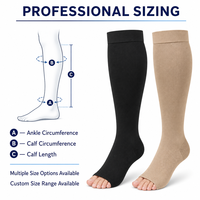 Chaussettes de compression à pointe ouverte pour mollets larges, 20-30 mmHg, grande taille, soutien gradué, hauteur genou, pour femmes et hommes, OEM, marque privée