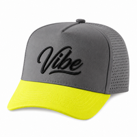 Casquette de golf en nylon à 5 panneaux avec logo personnalisé, perforations laser, broderie, vente en gros, casquette de sport respirante à fermeture snapback pour hommes