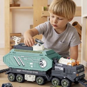 Space Fortress Track Ejection Chariot Play Set 2-in-1 Deformation <strong>Rocket</strong> Launch Light Sound ABS Cars Included DEFA Slot Toy Boys - Product Image 5