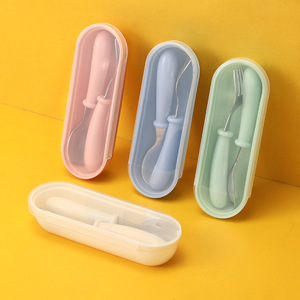 Cuillère et fourchette pour enfants de style nordique Hls, en acier inoxydable 304, sans BPA, portables, pour 0-12 mois - Product Image 4