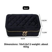 Boîte à bijoux rectangulaire de luxe léger à double couche avec fermeture éclair, gaufrée, pour bagues, bracelets, colliers et pendentifs, avec compartiments de rangement
