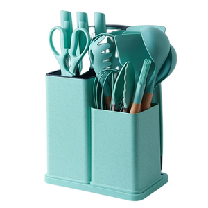 Ensemble d'ustensiles de cuisine de luxe 19 pièces, nouveau style 2025, noir et vert, outils de cuisine haut de gamme en silicone pour la cuisson, vente en gros - Product Image 1