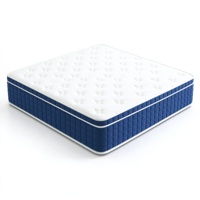 Matelas blanc à carreaux bleu foncé, version confort épaissie