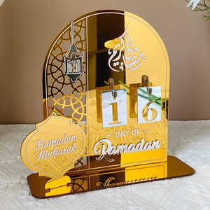 Calendrier de compte à rebours pour l'Aïd Moubarak musulman islamique, blanc, noir, or, argent, accessoires de table pour le Ramadan, décorations en acrylique pour le Ramadan 2026 - Product Image 2