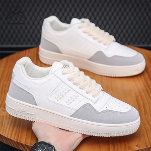 Zapatos Blancos de Moda para <span class=keywords><strong>Hombre</strong></span> al por Mayor, Zapatos de Cuero con Cordones, Zapatos Casuales para Caminar, Zapatos Deportivos Transpirables - Product Image 2