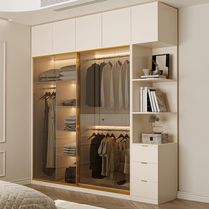 Armoire de dressing en bois personnalisable pour chambre à coucher, miroir réglable, garde-robe, organisation de rangement pour villas et chambres - Product Image 4