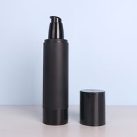 Bouteille noire mate spot de 15ml 30ml 50ml, bouteille sans air d'emballage cosmétique sous vide noir complet AS, bouteille de lotion