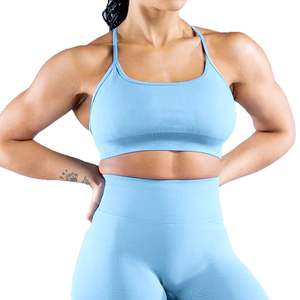 เสื้อชั้นในโยคะแบบไร้รอยต่อ ผ้าไนลอนเนื้อแมท คอกว้าง สีพื้น สำหรับผู้หญิง ออกกำลังกาย ฟิตเนส ซัพพอร์ตสูง เหมาะสำหรับการออกกำลังกาย - Product Image 2