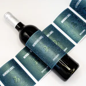 Shenzhen produttore personalizzato di velluto rosso floccaggio etichetta etichetta di vino di flanella di lusso bottiglie di vino etichette adesive Etiqueta