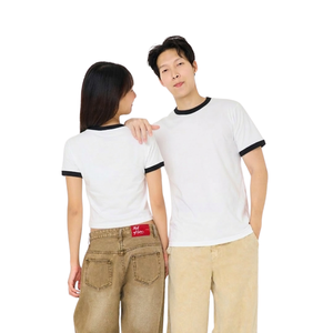 T-shirt noir ample en maille côtelée semi-coton 230 g/m² – Vente en gros Thaïlande - Product Image 1