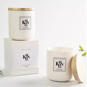 Vente en gros de pots à bougies en <span class=keywords><strong>verre</strong></span> mat coloré de luxe de 15 oz à 3 mèches avec couvercle pour décoration de mariage conteneur à bougies aromatiques - Product Image 1