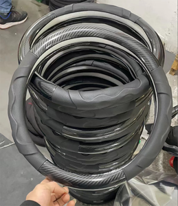 Housse de <span class=keywords><strong>volant</strong></span> de voiture en cuir de Fiber de carbone, trou noir, marqueur bleu pour Golf 7 GTI Golf R MK7 VW <span class=keywords><strong>Polo</strong></span> - Product Image 3