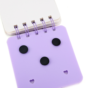 Carnet à spirale violet avec breloque 3D, motif gâteau marguerite, bulle de discours 'Je t'aime', couverture en silicone Kawaii, découpe lune croissante et cœur, cadeau - Product Image 3