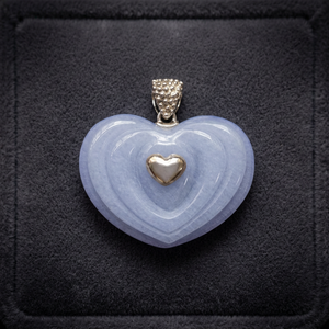 จี้รูปหัวใจหยกสีลาเวนเดอร์เคลือบเงา เงินแท้ 925 - Product Image 3