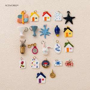 Tiny Home Anthology | 18K PVD Gold Plated Stainless Steel Hand Painted Pendant House, Pet & Daily Life Charms for Jewelry Making - Product Image 3