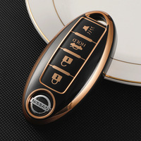 Housse de clé en TPU avec bordure dorée pour Nissan Teana 2013-2020 & Maxima 2012, étui de protection pour clé de voiture de luxe