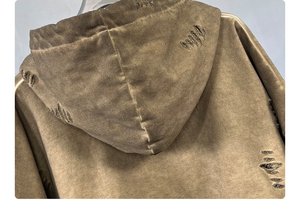 Sudadera con Capucha de Invierno de Alta Calidad, 100% Algodón, 450 g/m², Estilo Retro Urbano para Hombre, Lavado Ácido Personalizado, Corte Holgado, Resistente al Viento, Ecológica - Product Image 5